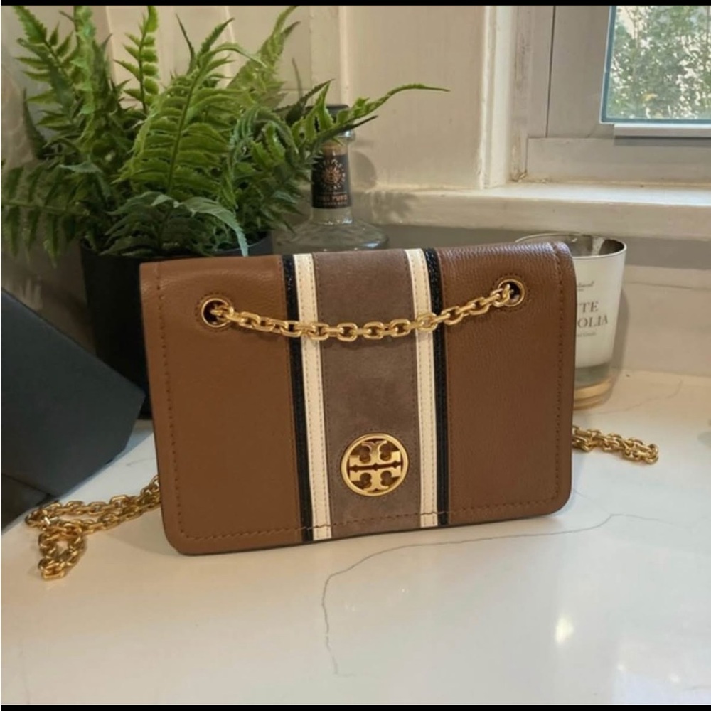 Tory Burch Brown and White Crossbody Bag